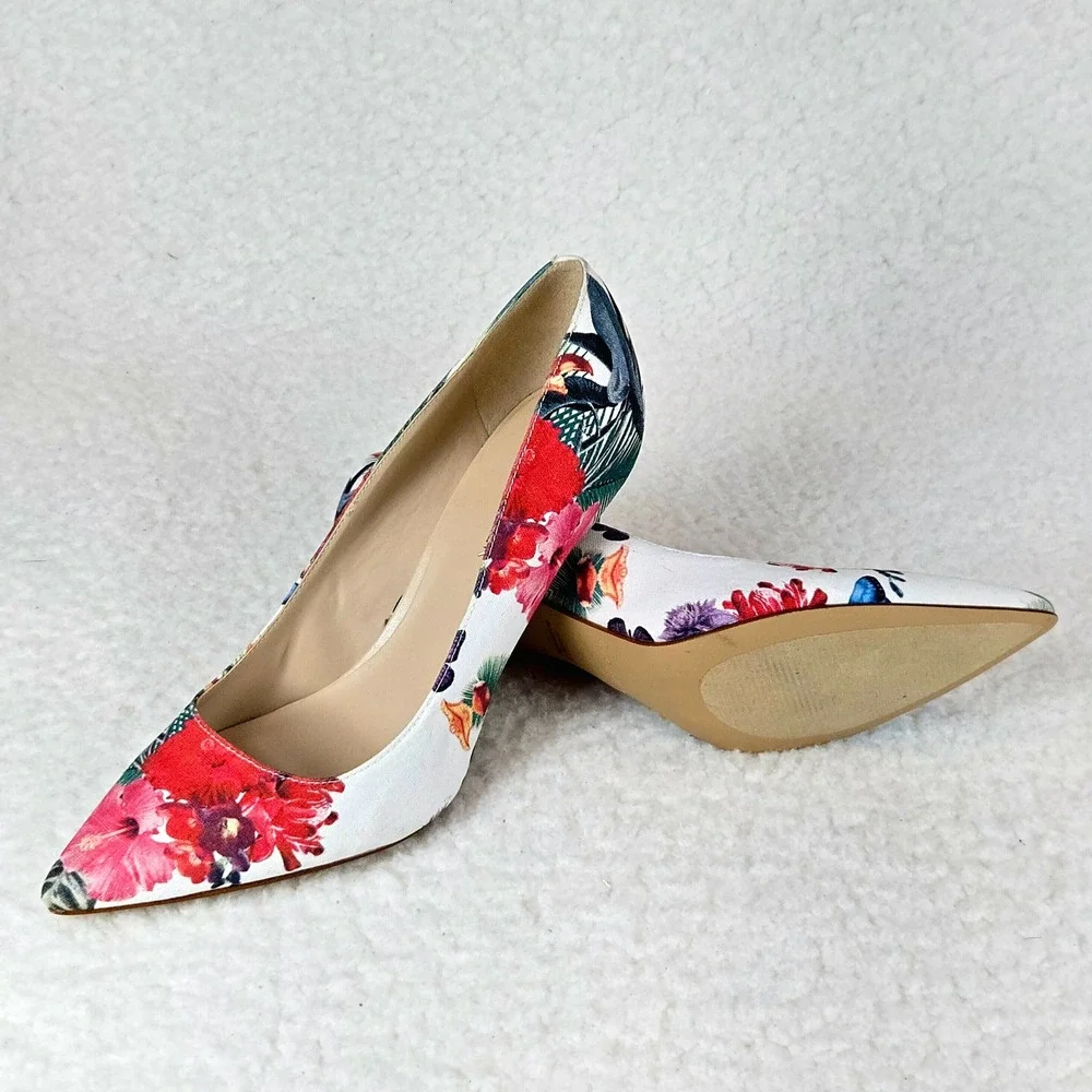 Marc Fisher Darren Tropical Floral Pumps Pointed Toe Stiletto Heels 8M Resort